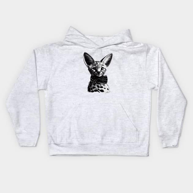 Bow tie serval Kids Hoodie by stkUA